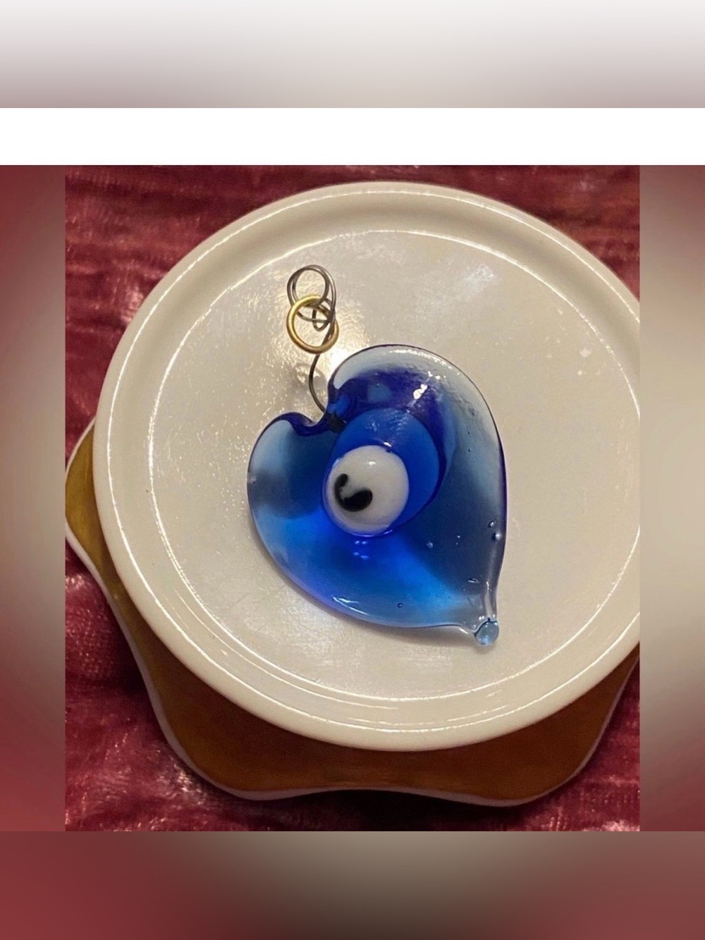 Evil Eye Glass Heart Pendant